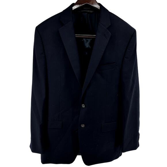 Lauren Ralph Lauren Blazer Jacket 100% Wool Two Button Classic Fit Navy Blue 44L